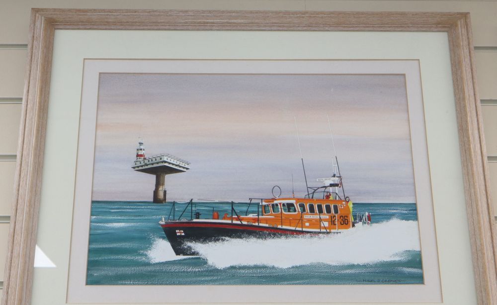 Nigel J. Greaves, watercolour and gouache, RNIB Royal Thames, 34 x 49cm